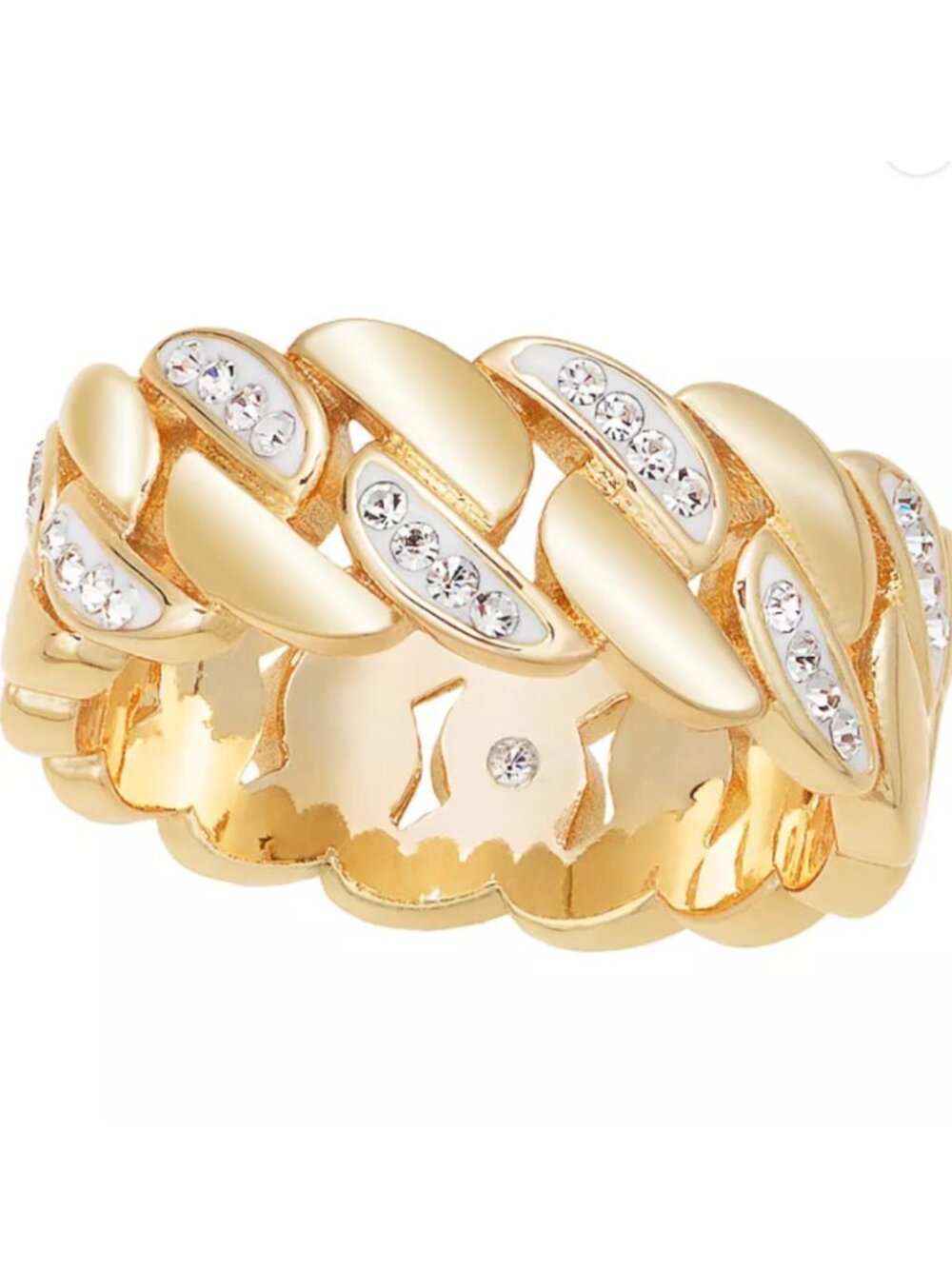 Gold Crystal Link Ring | 18K Gold Plated Statement Ring for Women